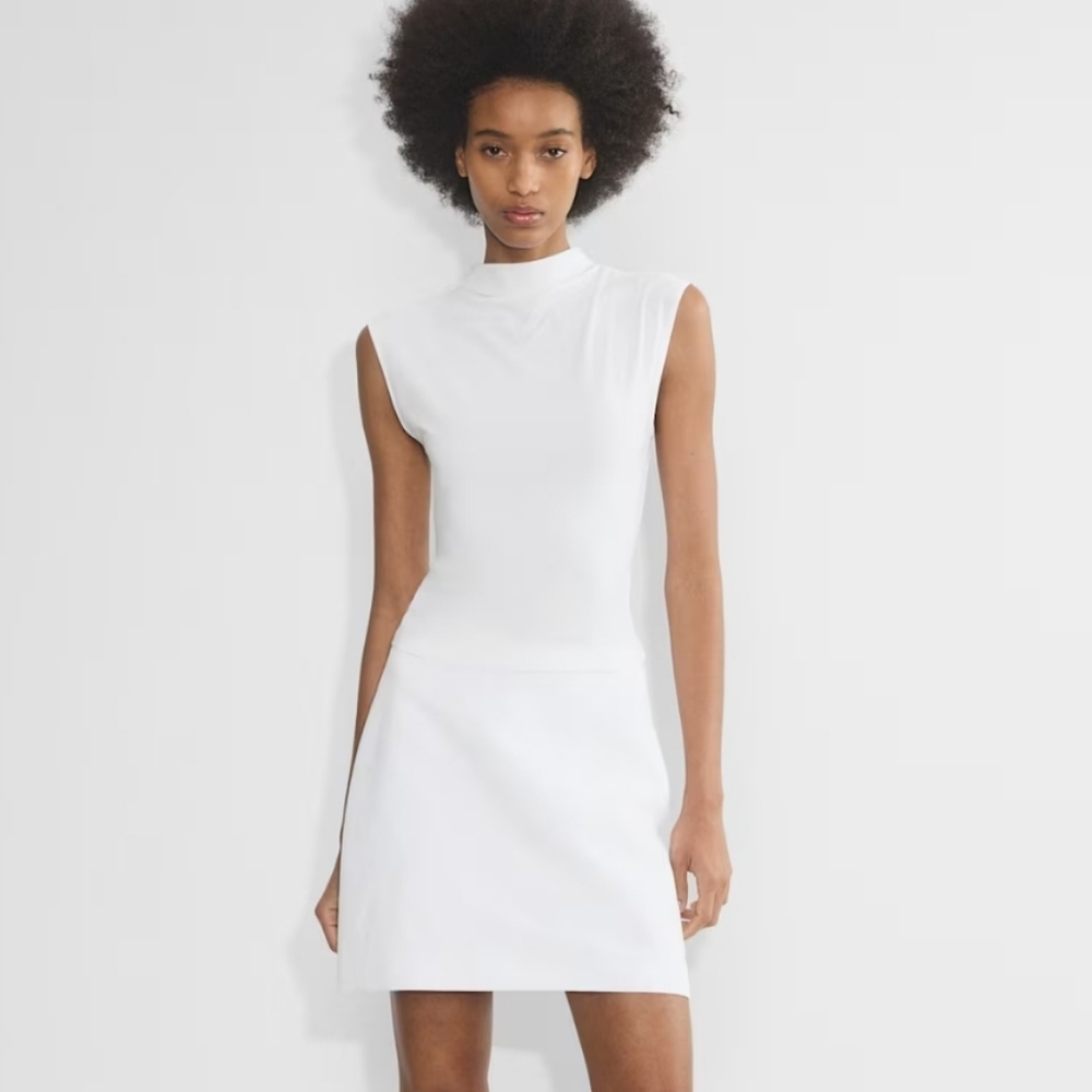 Wilfred White Mock Neck Sleeveless Tank Dress